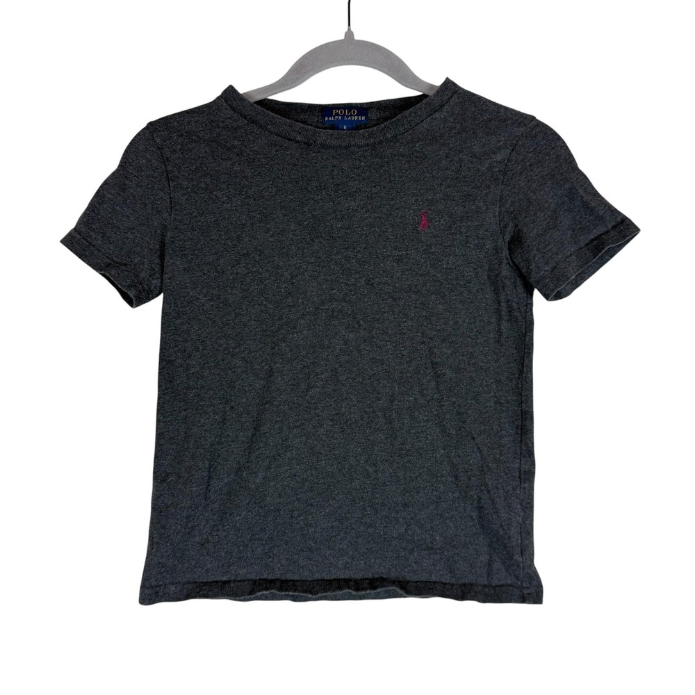 Polo Ralph Lauren Shirt Boys 6 Gray Embroidered Pony Logo Cotton Tee Casual